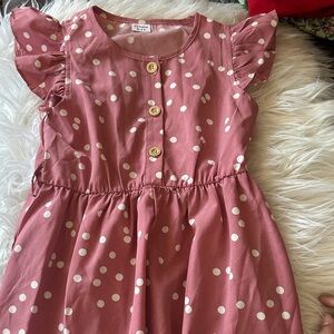 OshKosh B'gosh Dusty Rose Polka Dot Flutter Sleeve Dress
